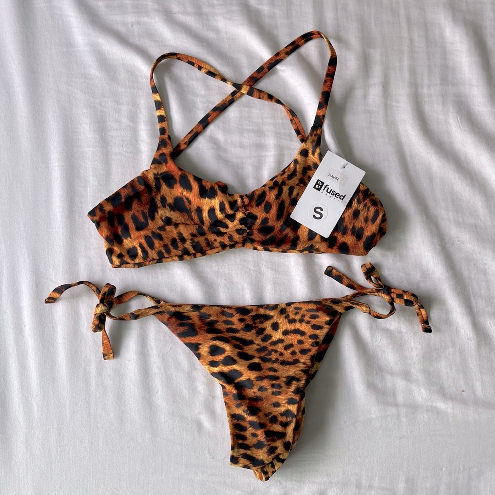 Fused brand Leopard Side Tie Two Piece Bikini NWT